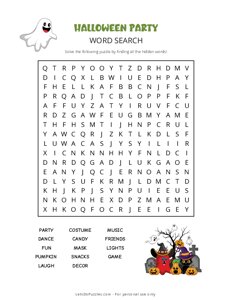 Halloween Party Word Search