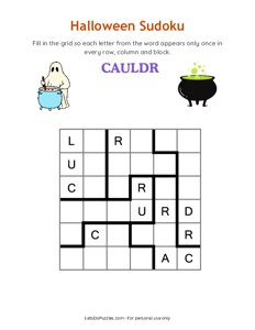 Halloween Word Sudoku - Cauldron