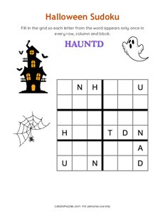 Halloween Word Sudoku - Haunted