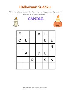 Halloween Word Sudoku - Candle