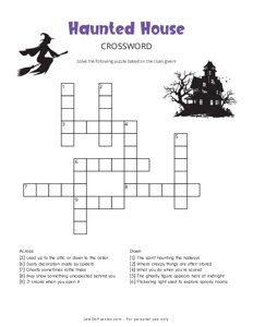 Haunted House Halloween Crossword