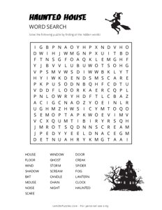 Haunted House Word Search
