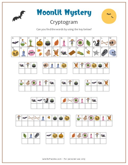 Moonlit Mystery Halloween Cryptogram