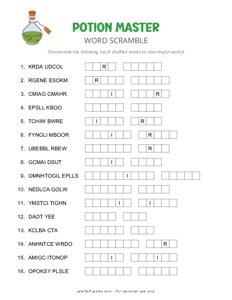Potion Master Halloween Word Scramble