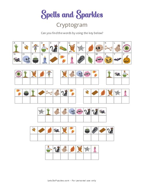 Spells and Sparkles Halloween Cryptogram