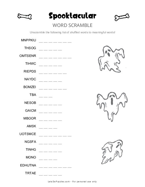 Spooktacular Halloween Word Scramble