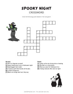 Spooky Night Halloween Crossword