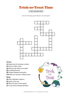 Trick-or-Treat Time Halloween Crossword
