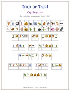 Trick or Treat Picture Halloween Cryptogram