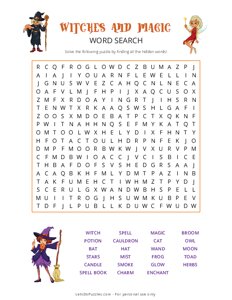 Witches and Magic Word Search