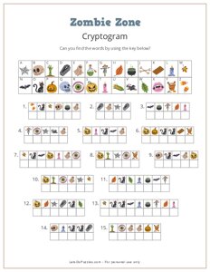 Zombie Zone Halloween Cryptogram
