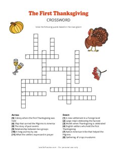 The First Thanksgiving Crossword