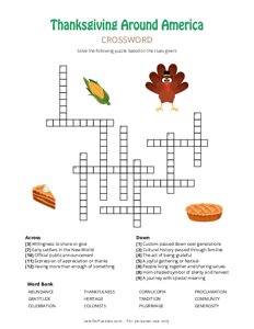 Thanksgiving Around America Crossword