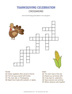 Thanksgiving Celebration Crossword