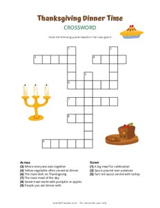 Thanksgiving Dinner Time Crossword