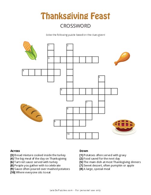 Thanksgiving Feast Crossword