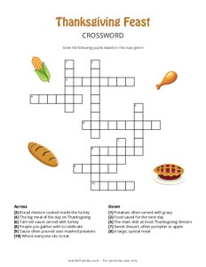 Thanksgiving Feast Crossword