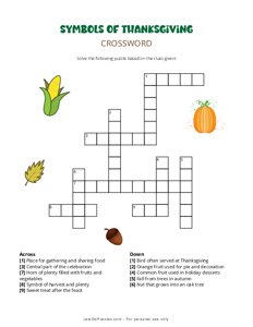 Symbols of Thanksgiving Crossword