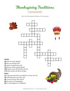 Thanksgiving Traditions Crossword