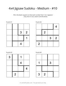 4x4 Jigsaw Sudoku - Medium - #10
