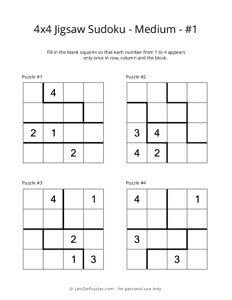4x4 Jigsaw Sudoku - Medium - #1