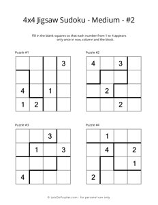 4x4 Jigsaw Sudoku - Medium - #2