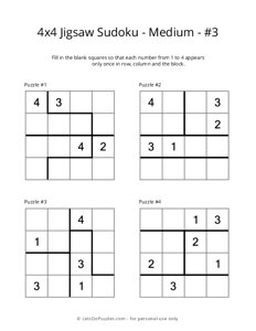4x4 Jigsaw Sudoku - Medium - #3