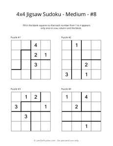 4x4 Jigsaw Sudoku - Medium - #8