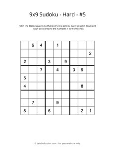 9x9 Sudoku - Hard - #5