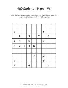 9x9 Sudoku - Hard - #6