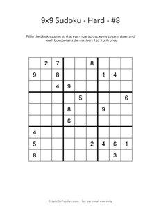 9x9 Sudoku - Hard - #8