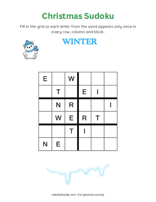 Christmas Word Sudoku - Winter