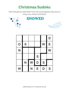 Christmas Word Sudoku - Snowed