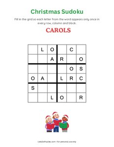 Christmas Word Sudoku - Carols