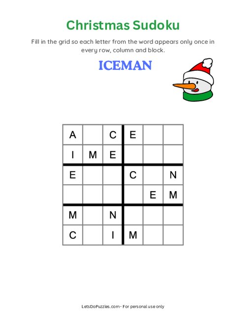 Christmas Word Sudoku - Iceman