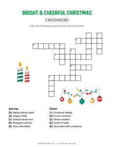Bright & Cheerful Christmas Crossword