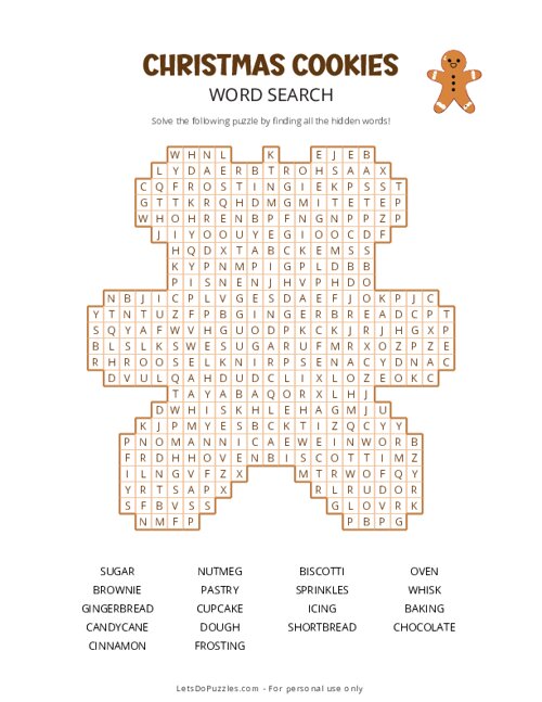 Christmas Cookies Word Search