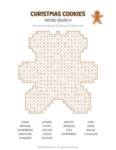 Christmas Cookies Word Search