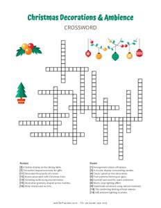 Christmas Decorations & Ambience Crossword