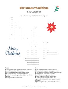 Christmas Traditions Crossword