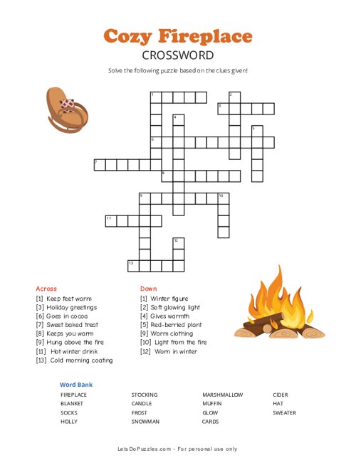 Cozy Fireplace Crossword
