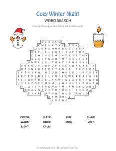 Cozy Winter Night Word Search