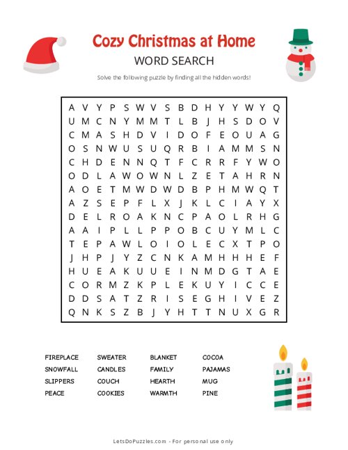 Cozy Christmas at Home Word Search