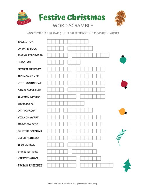 Festive Christmas Word Scramble