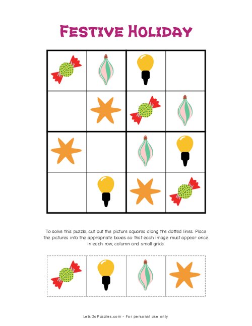 Festive Holiday Picture Sudoku