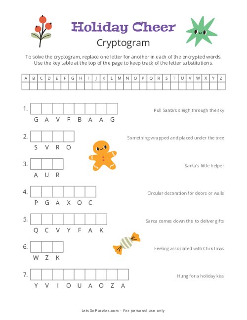 Holiday Cheer Cryptogram
