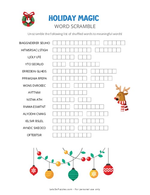 Holiday Magic Word Scramble