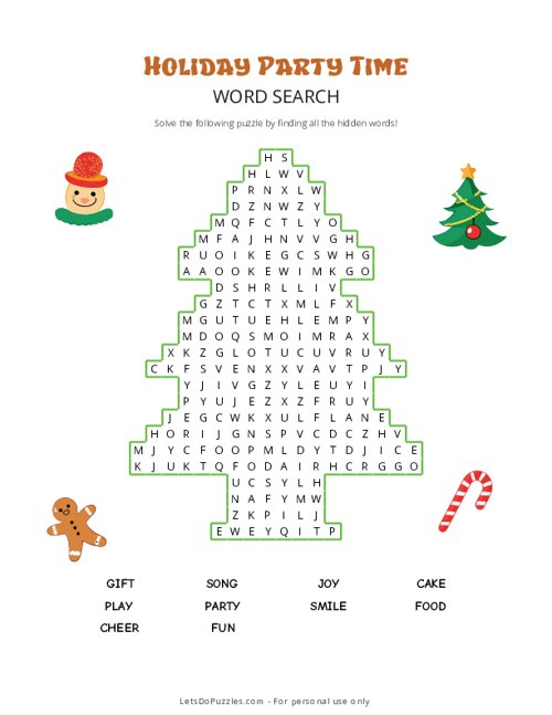 Holiday Party Time Word Search