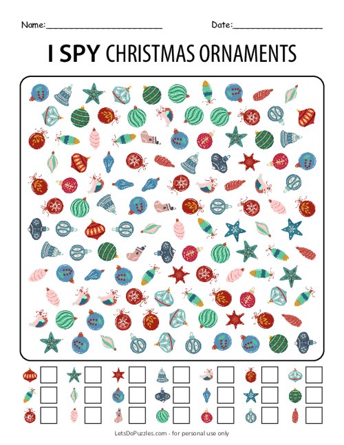 I Spy Christmas Ornaments