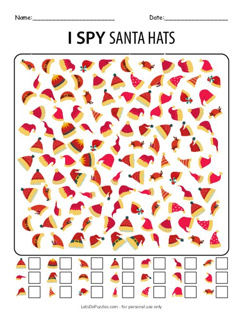 I Spy Christmas Santa Hats